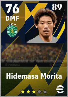 Hidemasa Morita eFootball 2026 player card — 76 OVR DMF