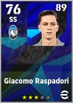 Giacomo Raspadori eFootball 2026 player card — 76 OVR SS