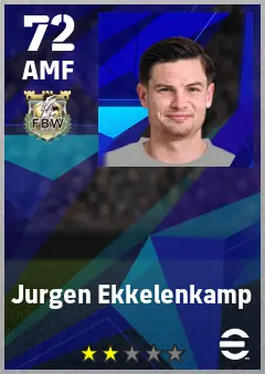 Jurgen Ekkelenkamp eFootball 2026 player card — 72 OVR AMF