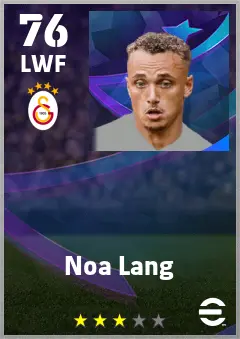 Noa Lang eFootball 2026 player card — 76 OVR LWF