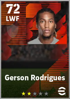 Gerson Rodrigues eFootball 2026 player card — 72 OVR LWF