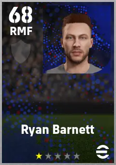 Ryan Barnett eFootball 2026 player card — 68 OVR RMF