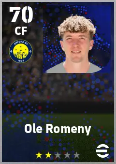 Ole Romeny eFootball 2026 player card — 70 OVR CF