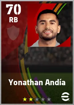 Yonathan Andia eFootball 2026 player card — 70 OVR RB