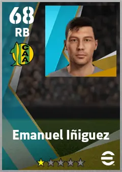 Emanuel Iniguez eFootball 2026 player card — 68 OVR RB