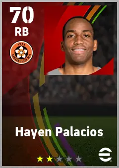 Hayen Palacios eFootball 2026 player card — 70 OVR RB