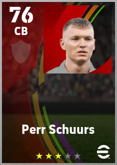 Perr Schuurs eFootball 2026 player card — 76 OVR CB