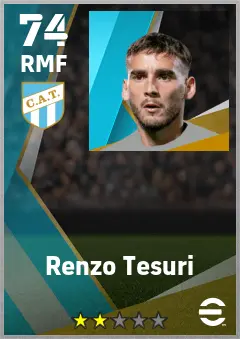 Renzo Tesuri eFootball 2026 player card — 74 OVR RMF