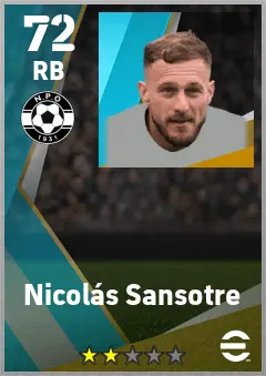 Nicolas Sansotre eFootball 2026 player card — 72 OVR RB