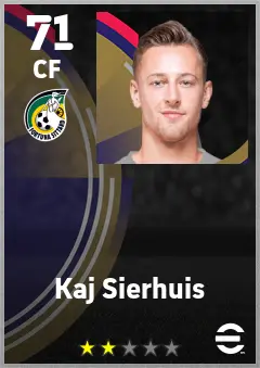 Kaj Sierhuis eFootball 2026 player card — 71 OVR CF