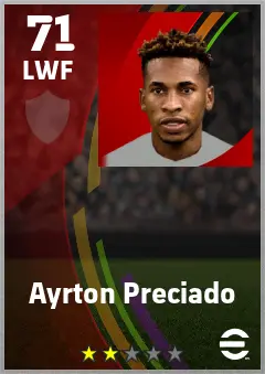 Ayrton Preciado eFootball 2026 player card — 71 OVR LWF