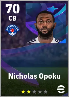 Nicholas Opoku eFootball 2026 player card — 70 OVR CB
