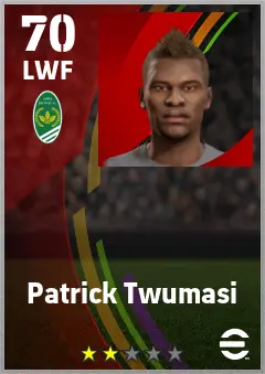 Patrick Twumasi eFootball 2026 player card — 70 OVR LWF