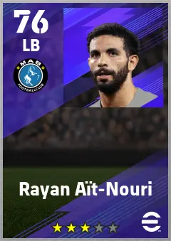 Rayan Ait-Nouri eFootball 2026 player card — 76 OVR LB