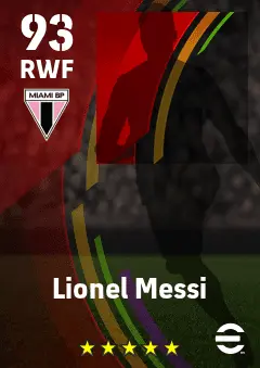 Lionel Messi eFootball 2026 player card — 93 OVR RWF