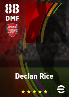 Declan Rice eFootball 2026 player card — 88 OVR DMF