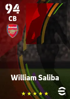 William Saliba eFootball 2026 player card — 94 OVR CB