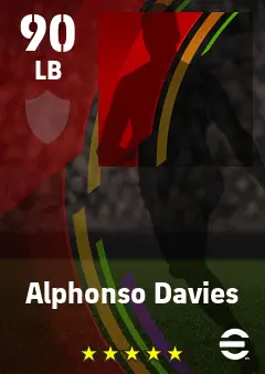 Alphonso Davies eFootball 2026 player card — 90 OVR LB