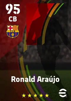Ronald Araujo eFootball 2026 player card — 95 OVR CB