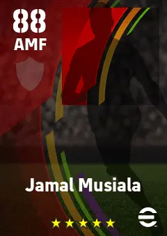 Jamal Musiala eFootball 2026 player card — 88 OVR AMF