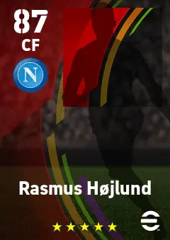 Rasmus Hojlund eFootball 2026 player card — 87 OVR CF