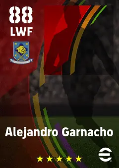 Alejandro Garnacho eFootball 2026 player card — 88 OVR LWF