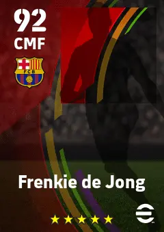 Frenkie de Jong eFootball 2026 player card — 92 OVR CMF