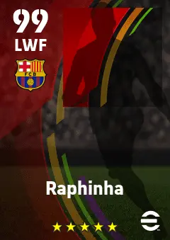 Raphinha eFootball 2026 player card — 99 OVR LWF