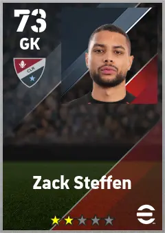 Zack Steffen eFootball 2026 player card — 73 OVR GK