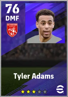 Tyler Adams eFootball 2026 player card — 76 OVR DMF
