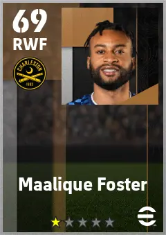 Maalique Foster eFootball 2026 player card — 69 OVR RWF