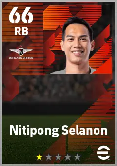 Nitipong Selanon eFootball 2026 player card — 66 OVR RB
