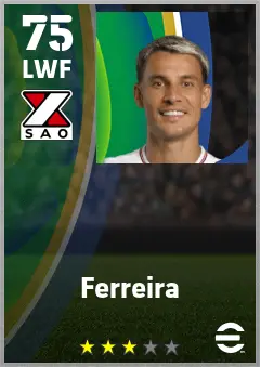 Ferreira eFootball 2026 player card — 75 OVR LWF