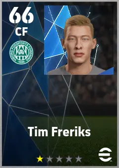Tim Freriks eFootball 2026 player card — 66 OVR CF
