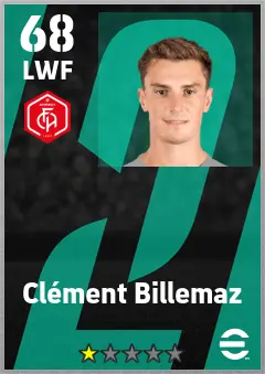 Clement Billemaz eFootball 2026 player card — 68 OVR LWF