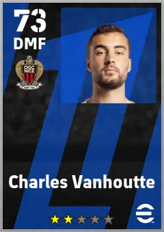 Charles Vanhoutte eFootball 2026 player card — 73 OVR DMF