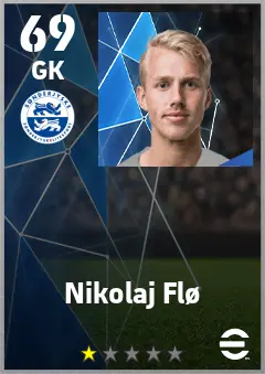 Nikolaj Flo eFootball 2026 player card — 69 OVR GK