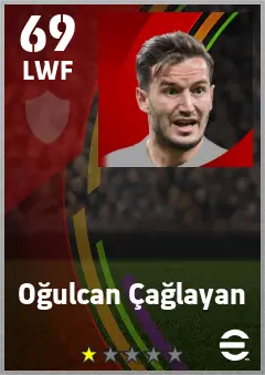 Ogulcan Caglayan eFootball 2026 player card — 69 OVR LWF