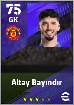 Altay Bayindir eFootball 2026 player card — 75 OVR GK
