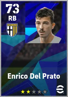 Enrico Del Prato eFootball 2026 player card — 73 OVR RB