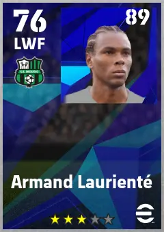 Armand Lauriente eFootball 2026 player card — 76 OVR LWF