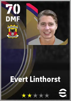 Evert Linthorst eFootball 2026 player card — 70 OVR DMF