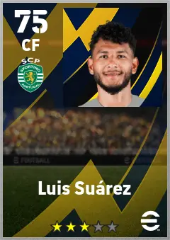 Luis Suarez eFootball 2026 player card — 75 OVR CF