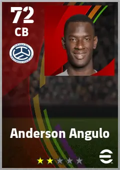 Anderson Angulo eFootball 2026 player card — 72 OVR CB