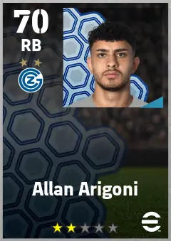 Allan Arigoni eFootball 2026 player card — 70 OVR RB
