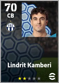 Lindrit Kamberi eFootball 2026 player card — 70 OVR CB
