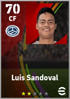 Luis Sandoval eFootball 2026 player card — 70 OVR CF