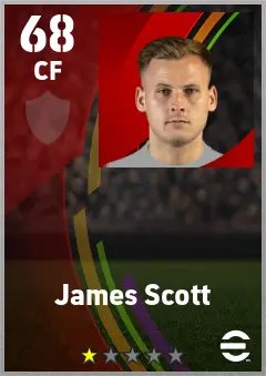 James Scott eFootball 2026 player card — 68 OVR CF