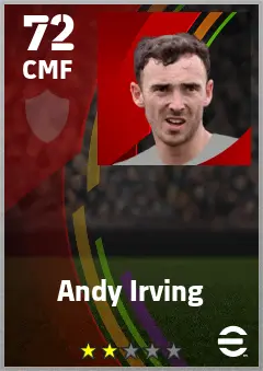 Andy Irving eFootball 2026 player card — 72 OVR CMF