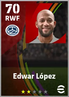 Edwar Lopez eFootball 2026 player card — 70 OVR RWF